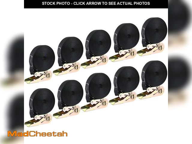 Lot 74-14428627 - LIFERUN 10-Pack 1 in x 20 ft Endless Ratchet Straps, 1760 lb, Black - UNUSED