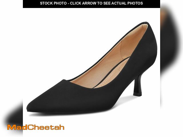 Lot 74-12975666 - mysoft Kitten Heels for Women Low Heel Pumps 2 Inch Closed Toe Wedding Dress Shoes Black - USED