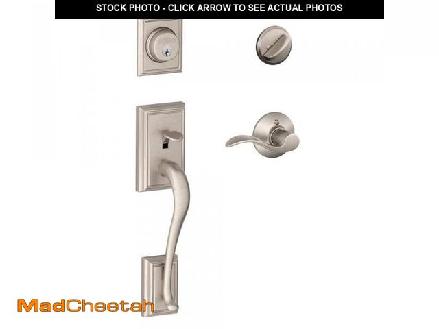 Lot 74-12142583 - Addison Satin Nickel Single Cylinder Door Handleset with Accent Handle - UNUSED