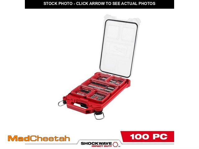Lot 74-14435243 - Milwaukee SHOCKWAVE Impact Duty Alloy Steel Screw Driver Bit Set with PACKOUT Case (100-Piece) - UNU...
