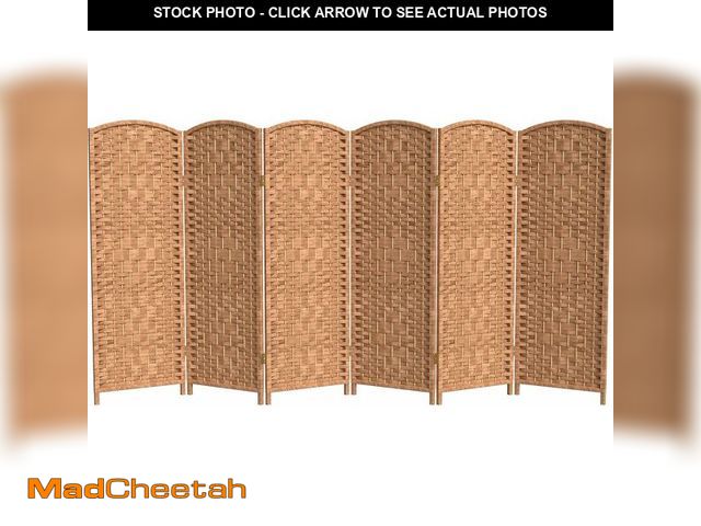 Lot 74-14582086 - Red Lantern 4 ft. Short Diamond Weave Fiber Folding Screen - Natural - 6 Panel - UNUSED