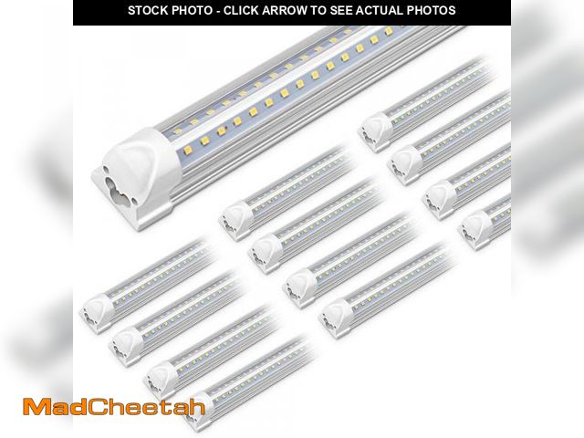 Lot 74-12201339 - Kihung (12-Pack) 8FT LED Shop Light Fixture, 75W, 9750LM, 6000K, 96'' T8 Tube Light, 8 Foot Linkable...