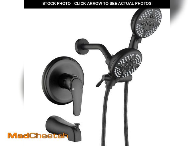 Lot 74-14223565 - Single Handle 3-Spray Tub and Shower Faucet, 2 in 1 Dual Head Shower 2.5 GPM in. Matte Black Valve I...