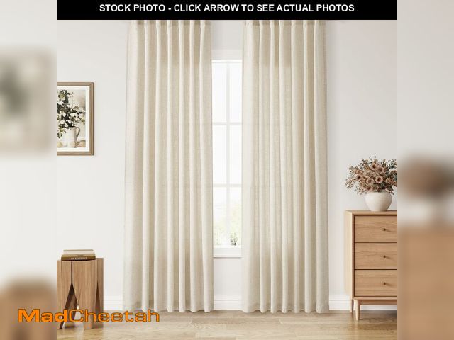 Lot 74-13952670 - Nanspring Cream Beige Linen Curtains 84 Inches Long for Living Room Light Filtering Semi Sheer Curta...