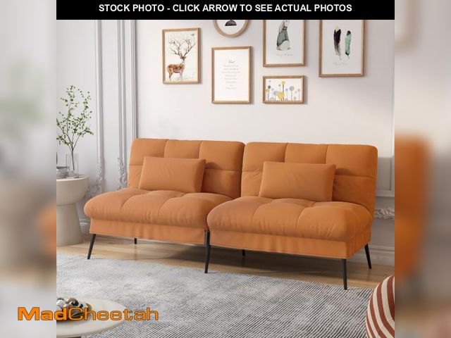 Lot 74-12200999 - COMHOMA Convertible Futon Sofa Bed, 68" Fabric Couch with Adjustable Backrest, Folding Sleeper Recli...