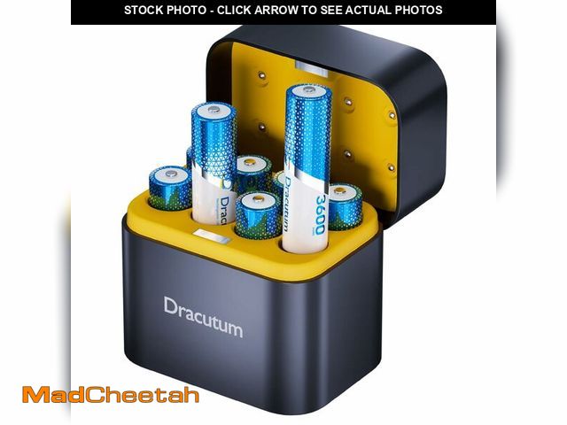 Lot 74-12452734 - Dracutum AA Rechargeable Batteries Lithium 8 Pack with Charger - 1.5V 3600mWh High Capacity Recharge...