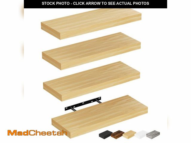 Lot 74-14265058 - Bellsal Floating Shelves for Wall, Maple Wood Wall Shelf Set of 4, 16" Wall Mounted Floating Shelf f...