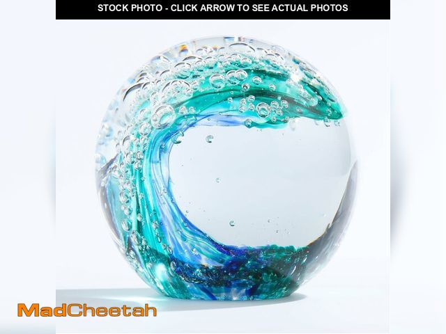 Lot 74-12705036 - Qianwei Hand Blown Ocean Waves Crystal Ball - Glass Collectible Figurines Spere - Paperweight Glass ...