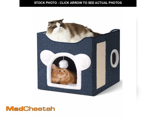 Lot 74-12699274 - Cat Houses for Indoor Cats, Large Cat Cave with Fluffy Ball and Scratch Pad, Covered Cat Bed House, ...
