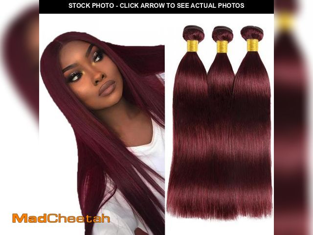 Lot 74-12432263 - 99j Burgundy Bundles Human Hair Straight Bundles Human Hair 28 30 32 Inch Brazilian Hair 3 Bundle Wi...