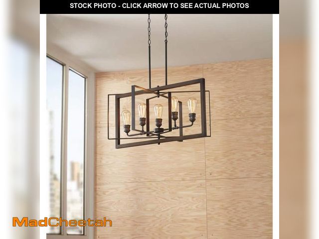 Lot 74-12531082 - Home Decorators Collection Palermo Grove 5-Light Black with Walnut Accent Linear Coastal Chandelier ...