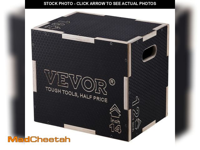 Lot 74-14306562 - SKYSHALO 3 in 1 Plyometric Jump Box 16/14/12 Inch Wooden Anti-Slip for Home Gym Training, Black - UN...