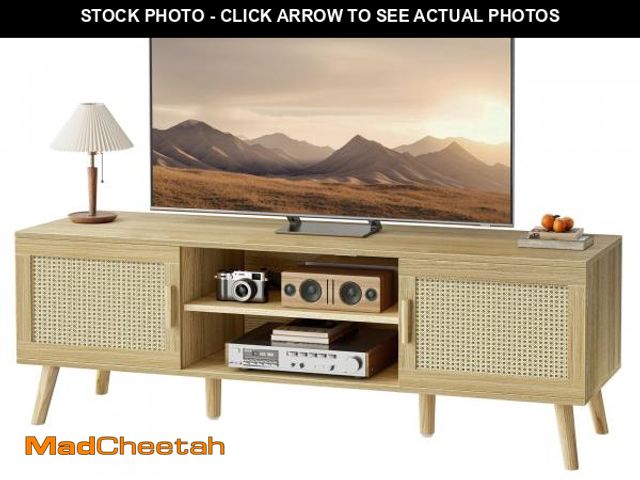 Lot 74-12519949 - *SEE DETAILS* SUPERJARE Boho TV Stand for 65 Inch TV, Entertainment Center with Adjustable Shelf, Ra...
