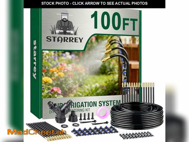Lot 74-14272652 - Starrey Drip Irrigation System, 2026-Upgrade 100Ft 1/4" Garden Watering System with 24 Pcs 360ÃÂ° A...