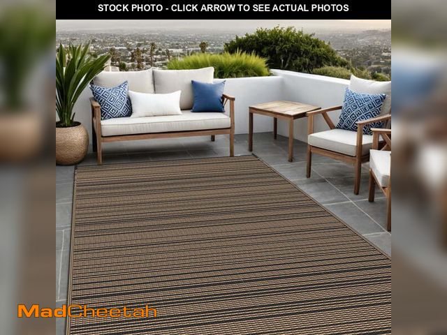 Lot 74-12836074 - KUETH 8'x 10' Outdoor Waterproof Rug Camping Mat Patio Carpet,Black&amp;Brown - UNUSED