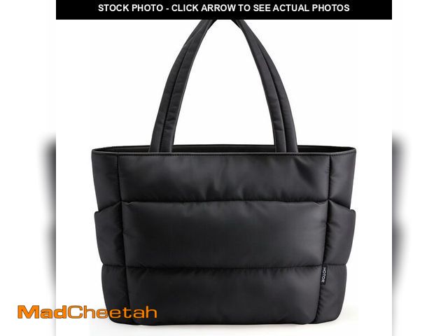 Lot 74-12877542 - HOTOR Puffer Tote Bag for Women, Nurses - Multi-Pocket Lightweight Bag for Work - Quilted Handbag fo...