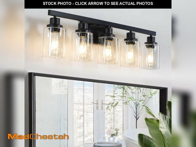 Lot 74-13844471 - DIKAIDA 5-Light Black Bathroom Vanity Light, Modern Vanity Lighting Fixture for Bathroom, 31" Matte ...