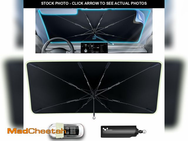 Lot 74-12454382 - helloleiboo [2025 Upgraded] Car Windshield Sun Shade Umbrella 53"x 30" Windshield Sun Shade Foldable...