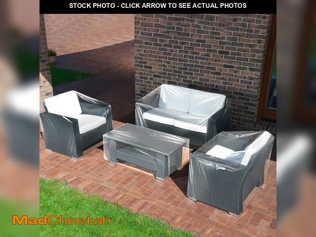 Lot 74-12437288 - Hoolerry 4 Pcs Clear Plastic Patio Covers for Outdoor Furniture Waterproof Sofa and Table Heavy Duty...