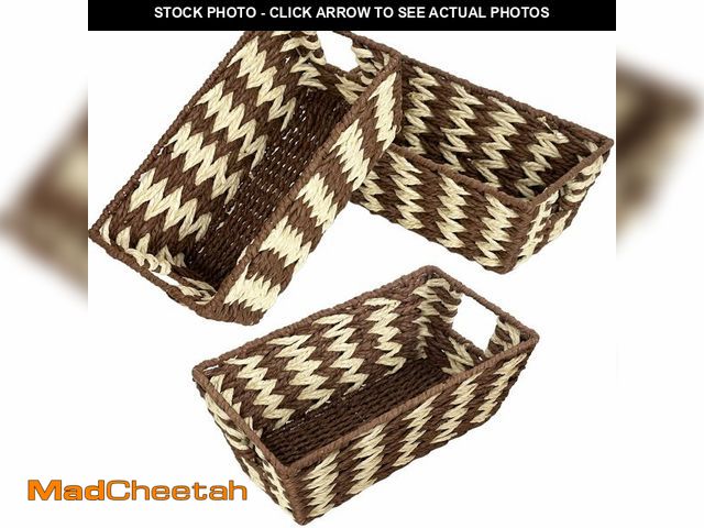 Lot 74-14271009 - Paper Rope Storage Baskets for Shelves Organizing, Small Hand Woven Wicker Organizer Basket with Han...
