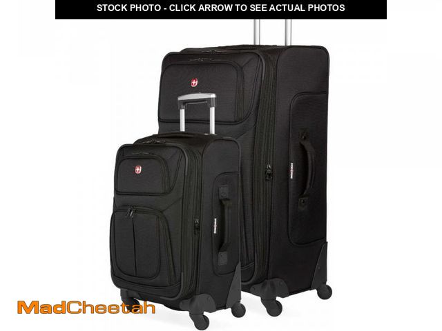 Lot 74-12281383 - SwissGear Sion Softside Expandable Luggage, Black, 2-Piece Set (21/29) - UNUSED