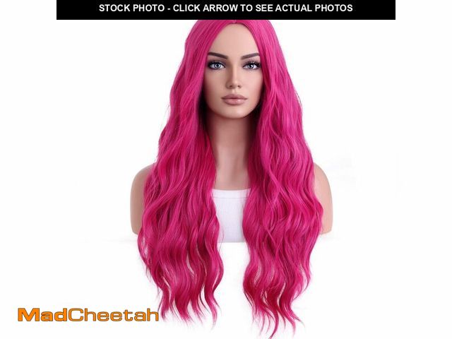 Lot 74-12709872 - BERON Hot Pink Wigs Long Wavy Wig for Women Curly Heat Resistant Hair Wigs Halloween Cosplay Party w...