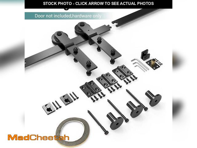 Lot 74-13693547 - WINSOON 3.3 ft. /40 in. I Shape Frosted Black Bi-Folding Sliding Barn Door Hardware Track Kit for Do...