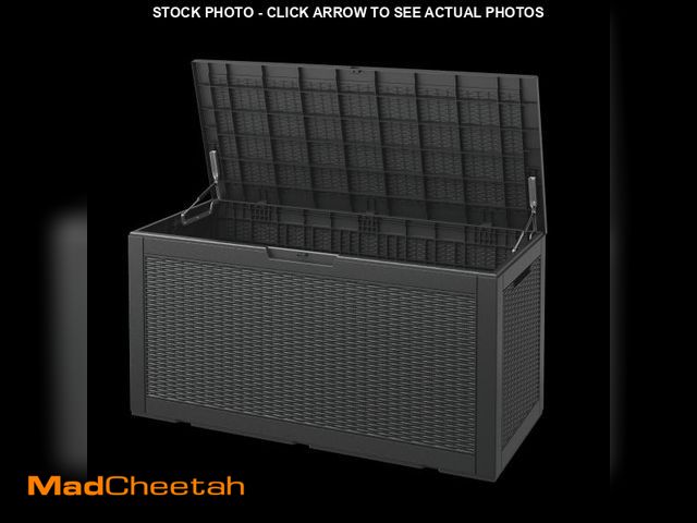Lot 74-12512792 - Bifanuo 100 Gallon Deck Box Lockable Resin Outdoor Storage Box Waterproof Outdoor Container for Pati...