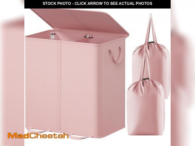 Lot 74-11552774 - Lifewit Double Laundry Hamper with Lid and Removable Laundry Bags, Large Collapsible 2 Dividers Dirt...