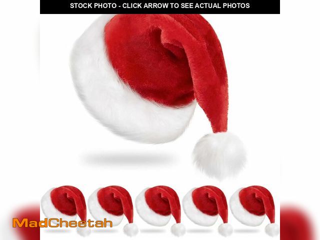 Lot 74-13710411 - RJVW 6Pcs Santa Hats Christmas Hats: Xmas Holiday Hat for Adults, Unisex Velvet Classic Santa Hat fo...