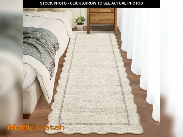 Lot 74-14297315 - GarveeHome Scalloped Washable Kitchen Runner Rug 2x8, Beige Runners for Hallway, Non Slip Boho Soft ...