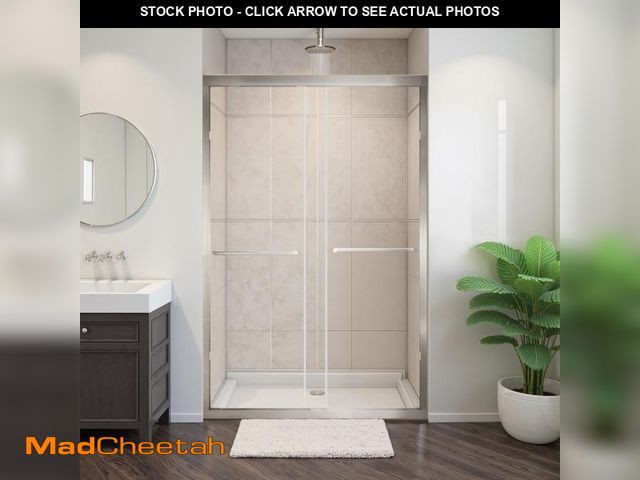 Lot 74-12274943 - Osparple ShowedDoor 44-48" W x 72" H, Double Sliding Glass Door, Semi-Frameless Shower Doors with 1/...