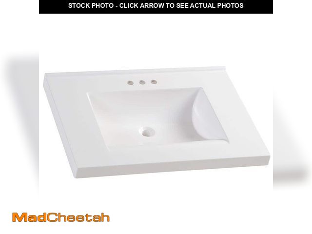 Lot 74-14306223 - Glacier Bay 31 in. W x 22 in. D Cultured Marble White Rectangular Single Sink Vanity Top in White - ...