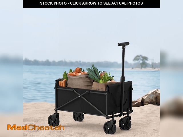 Lot 74-13779943 - Foldable Wagon Cart with Wheels for Grocery Sports Garden Shopping CampingBlack - UNUSED