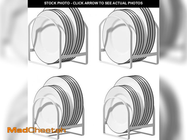 Lot 74-11904692 - 4 Pack Kitchen Plate Holder Organizer for Cabinet Space Saver Dinner Dish Storage Rack Upright Dish ...