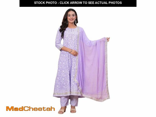 Lot 74-13967143 - WomenÃ¢â¬â¢s Cotton Anarkali Kurta Set | Floral Printed Long Kurti with Pant &amp; Dupatta | Ethni...