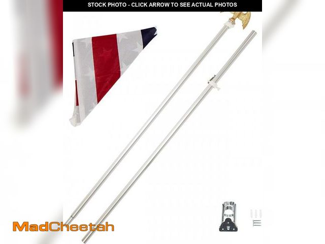 Lot 74-12140284 - Solar Eagle Flag Pole Kit | Stainless Steel Adjustable 6ft Flagpole | Anti-Wrap Rotating Flag Mount ...