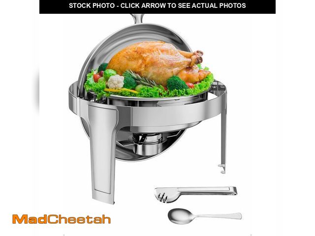 Lot 74-12544073 - Garvee 6QT Roll Top Round Chafing Dish Stainless Steel Full Pan Classic Buffet Chafer [at Least 5 Pe...