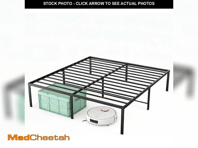 Lot 74-13844867 - Sweetcrispy Queen Size 18 Inch Platform Bed Frame, Heavy Duty Metal Foundation Frame, Noise-Free Stu...