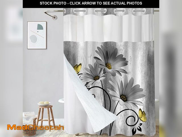 Lot 74-14050889 - Muuyi Hookless Shower Curtain with Snap in Liner, Gray No Hook Shower Curtains for BathroomÃ¯Â¼ÅSho...