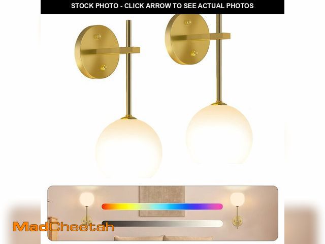 Lot 74-13570720 - JKEYES Battery Operated Wall Sconce Set of 2, Gold Cordless Wall Lights with Dimmable Detachable Rec...