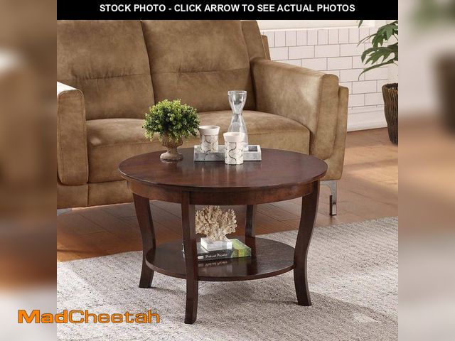 Lot 74-12746475 - Convenience Concepts American Heritage 30 in. Espresso Round Wood Top Coffee Table With Shelf - UNUS...