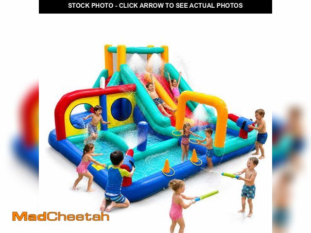 Lot 74-14588692 - AUOSHI Inflatable Water Slide for Kids, Bounce House Water Park with Dual Slides, Climbing Wall, Spl...