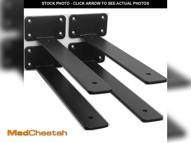 Lot 74-13621260 - 4 Pack - 10 inch Black Hidden L Shelf Bracket (1/5 Inch Thicked) Iron Floating Shelf Brackets Rustic...