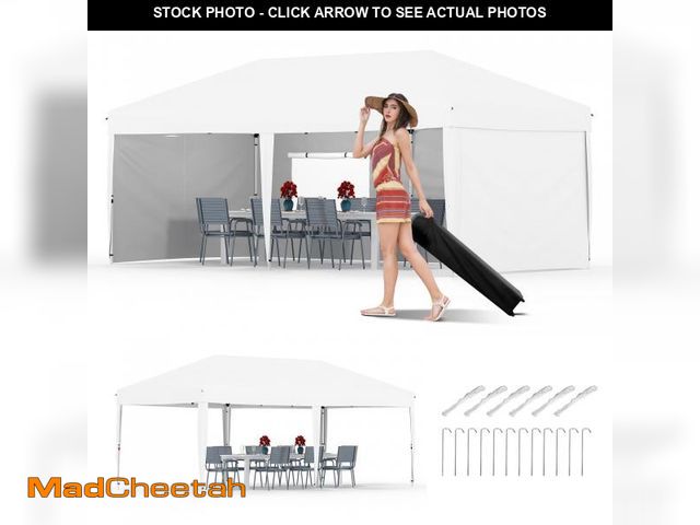 Lot 74-12341457 - 10x20 Heavy Duty Pop Up Canopy with 4 Removable Sidewalls - Easy UP Outdoor Canopy Tent with Portabl...