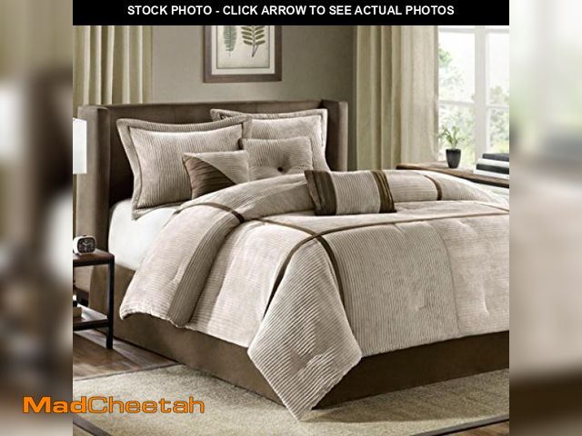 Lot 74-12367657 - Madison Park Cozy Comforter Set Casual Blocks Design All Season, Matching Bed Skirt, Decorative Pill...