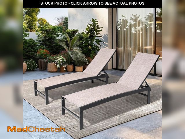 Lot 74-14252034 - Pellebant All-Weather 2-Piece Outdoor Chaise Lounge 6-Position Adjustable Metal Patio Lounge Chairs ...