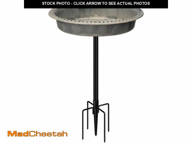 Lot 74-12460844 - VIVOHOME Oval Polyresin Bird Bath Bowl with Metal Stake, 29 Inch Height Outdoor Freestanding Birdfee...