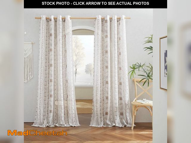 Lot 74-12975856 - NICETOWN Boho Curtains for Living Room Flax Linen Sheer, Farmhouse Semi Sheer Curtains with Bohemian...