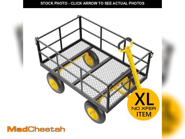 Lot 74-12465435 - SVOPES 1400 lbs. 13.48 cu. ft. Steel Garden Cart Heavy Duty Pullable Wagon 2-in-1 Metal Yard Trailer...